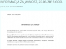 ZOI 84 - Informacija za javnost od 20.06.2018.