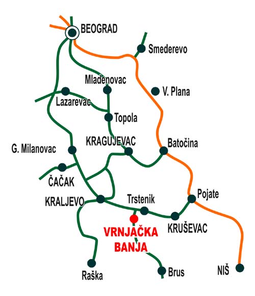 Mapa Srbija - Vrnjacka Banja